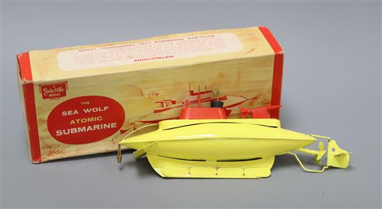 A Sutcliffe sea wolf submarine model, boxed